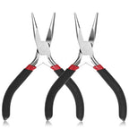 Mini Needle Nose Pliers Set, 2Pcs Needle Nosepliers for Jewelry Making, Black Jewelry Chain Nose Plier, Small Craft Plier with Smooth Jaw and Comfort Grip Handle for Wire Bending Object Graspin - color: Black