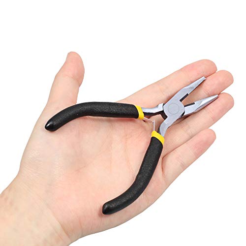 Mini Long Nose Pliers with Wire Cutter 5 Inch Serrated Jaw Mini Beading Pliers for Jewelry Making Micro Precision DIY Handcraft Tool - size: Long Nose