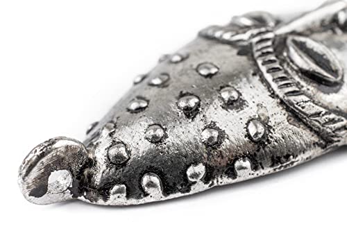 TheBeadChest Elongated African Silver Mask Pendant (50x90mm): Genuine West African Mask Design for DIY Jewelry & Necklaces - color: Silver, size: Large Elongated (50x90mm)