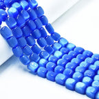 26pcs 10x15mm Blue Cat's Eye Cuboid Stone Gemstone Beads Semi-Precious Craft Supplies for DIY Jewelry Making - color: Cuboid10x15mm Blue
