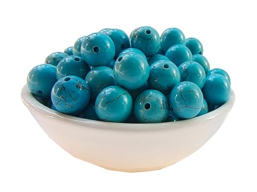 Stone Beads 6mm 140pcs Blue Turquoise Beads Round Loose Gemstones Beads for Bracelet Necklace Jewelry Making (6mm, 60625 Blue Turquoise) - color: Blue Turquoise Beads, size: 6mm