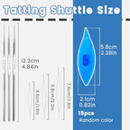 BUTUZE Tatting Shuttle Kit, 15 PCS Plastic Shuttle Set with Crochet Hooks and Beading Needles, Big Eye needles for DIY Craft Tool - size: 15 PCS