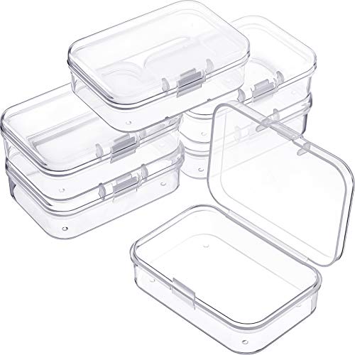 Jetec 6 Pieces Mini Plastic Clear Beads Storage Containers Box for Collecting Small Items, Beads, Jewelry, Business Cards, Game Pieces, Crafts (2.5 x 1.7 x 0.8 Inch) - size: 2.52 x 1.73 x 0.79 Inch