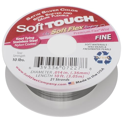 Soft Flex 21 Strand Stringing Wire - Flexible Braided - Fine 0.14 Diameter - Jewelry Making Bead Wire - Satin Silver - style: 10 Feet