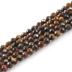 90pcs 4mm Natural Yellow Tiger Eye Gemstone Beads Faceted Round Loose Stone Beads for Jewelry Making (1 Strand) - color: Yellow Tiger Eye, size: 3.7-4.2mm
