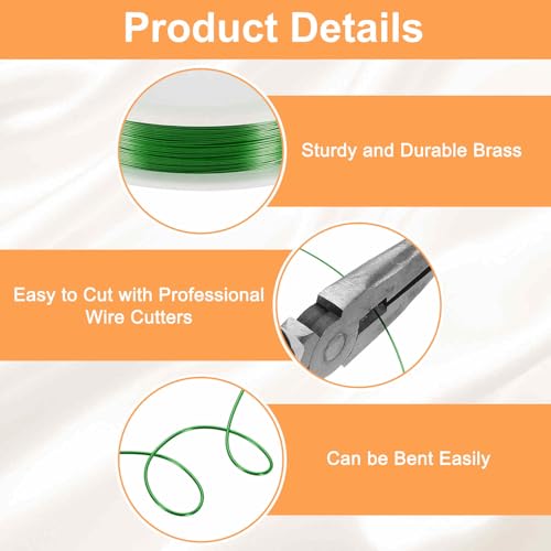 HARFINGTON 49ft Jewelry Wire, 28 Gauge (0.3mm) Brass Craft Soft Metal Tarnish Resistant Copper Beading Wire for Jewelry Making Supplies Crafting, Green - color: Green, size: 28 Gauge x 49ft