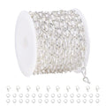 YOUBEIYEE 2 Meters White Enamel Cable Chain Silver Plated Chains Bulk for Women Bracelet Necklace DIY Brass Chains for Jewelry Making - color: White Silver