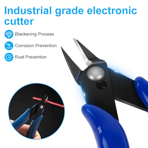 Ainiv Wire Cutters, 4PCS Spring-loaded Side Cutters Flush Cutters, Diagonal Cutters Precision Side Cutters, Diagonal Cutting Pliers in CRV Steel, Heavy Duty Cutting Pliers for Electrical, Homes - color: Blue Wire Cutter-4pcs, size: 4pcs