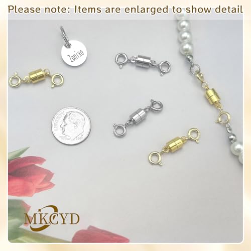 MKCYD Double Magnetic Necklace Clasps and Closures, Necklace Extenders for Women, 14K Gold and Silver Magnetic Jewelry Clasps for Bracelets - color: 12Pcs | Gold & Silver