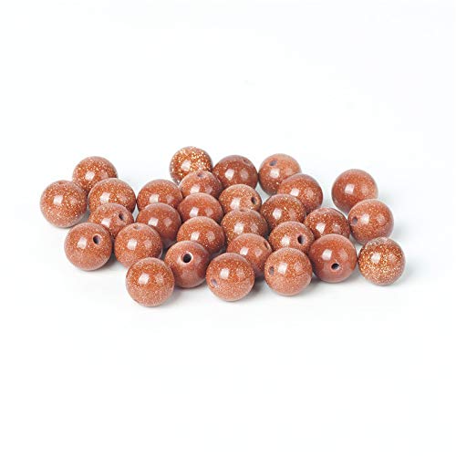 100Pcs Natural Stone 6mm Golden Sand Stone Round Loose Gemstone Energy Healing Beads Hole Size 1mm DIY Smooth Beads for Bracelet Necklace Earrings Jewelry Making - color: Golden Sand Stone, size: 6mm