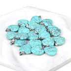 LE SKY 20 Pcs natural stone pendants heart shape healing stone charms for jewelry making - color: blue turquoise