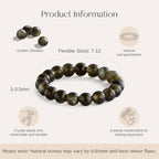 NLIEO Natural Gemstone Stretch Beaded Rings for Women Stackable Dainty Elastic Crystal Rings Jewelry - style: Golden Obsidian