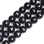 GEM-Inside 18mm Facted Black Agate Gemstone Loose Beads Round Crystal Energy Stone Power for Jewelry Making 15" - color: Black Agate, size: 18mm