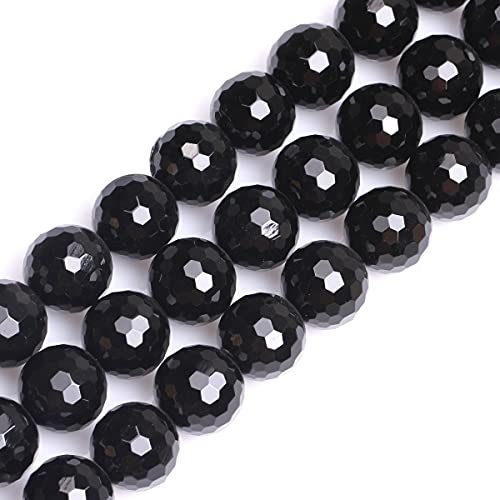 GEM-Inside 18mm Facted Black Agate Gemstone Loose Beads Round Crystal Energy Stone Power for Jewelry Making 15" - color: Black Agate, size: 18mm