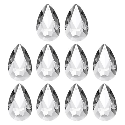 PATIKIL K9 Crystal Teardrop Pendants Oval Beads, 10 Pack 38mm Chandelier Prisms Parts Hanging Beads DIY Lamp for Arts Crafts Decoration, Clear - color: Clear