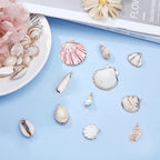 SUNNYCLUE 1 Box 20pcs 10 Styles Natural White Cowrie Seashells Charm Conch Shells Plated Charms Summer Ocean Sea Charm for Jewelry Making Charm Necklace Bracelet Earring Making - color: 1 Box 20pcs Seashell Charms