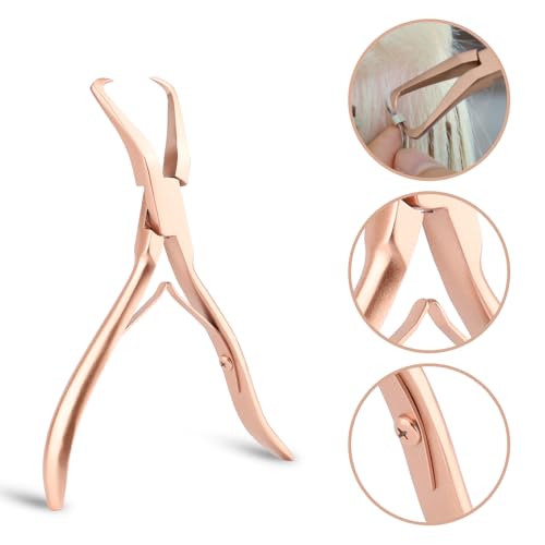 Hair Extension Tool Kit Microlink Pliers with Anti-slip Handle Hair Extension Beading Tool Hair Needle Pulling Hook Hair Styling Bead Closer and Remover Pliers - color: 2 Rose Gold
