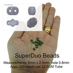 Czech Superduos Two-Hole Seed Beads Super Duo 5mm x 2.5mm, 24GM Tube, Matte Metallics Mix
