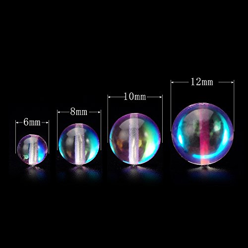 RUBYCA Round Moonstone Crystal Glass Beads Aura Iridescent for Jewelry Making (1 Strand, 8mm, Purple) - color: Light Purple, size: 8mm