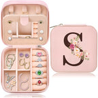Inngeroo Mothers Day Mom Gifts for Wife Daughter Grandma, Travel Jewelry Case Box Organizer, Personalized Gifts for Women Teen Girls Mom Aunt Sister, Bridesmaid Gifts Traveling Essentials, Initial S - style: S