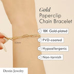 Destin Jewelry Paperclip Chain Necklace for Women, Waterproof 18K Gold Plated Stainless Steel, Hypoallergenic, Adjustable Layering Chain, Tarnish-Resistant, 2.5–6.5mm - color: 18K Yellow Gold Plated Stainless Steel, size: 7", style: 2.5 MM