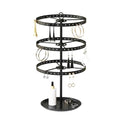 3 Tiers Metal Rotating Earring Holder Organizer Stand Adjustable Display Tree, 126 Holes Large Carousel Rack for Stud Hoop Pierced Dangling Women Girls, Perfect View for All Earrings (Black) - color: Black