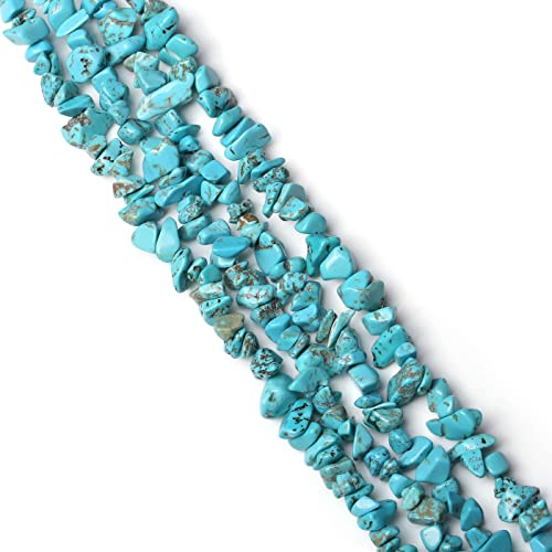 LAIDANLA Blue Turquoise 400pcs Natural Chip Stone Beads 5-8mm Healing Crystal Irregular Gemstones Drilled DIY Loose Rocks Bead Crystal for Bracelet Earrings Necklace Jewelry Making Crafting - color: C-Blue Turquoise