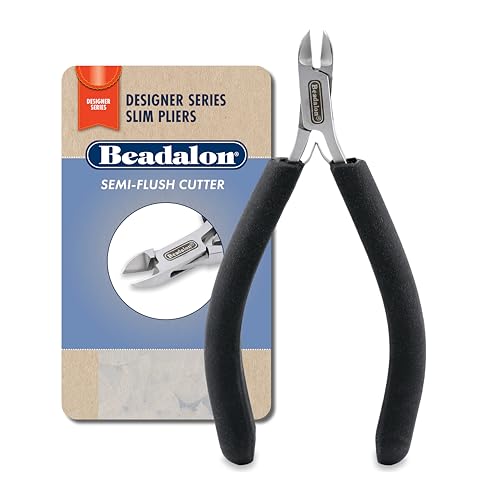 Beadalon Designer Series Slim Semi-Flush Cutter, Black Vinyl-Free Grips, Stainless Steel, Box Joint, Double Leaf Springs, 5.75 in - color: Black, style: Semi-Flush Cutter, Black
