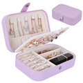 jiemei Jewelry Box, Travel Jewelry Organizer Cases with Doubel Layer for Women’s Necklace Earrings Rings and Travel Accessories (Purple) - color: Purple