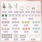 SUNNYCLUE 1 Box 280pcs DIY 6 Sets Glass Bead Bracelet Making Kit Dancer Charms Ballet Dance Bowknots Moon Light Sea Green Electroplate Butterfly Bead With Silver Heart Frame For Jewelry Making Starter - style: Dance 3