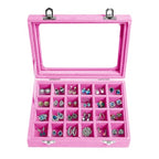 Velvet Jewelry Box 24 Grid Jewelry Earrings Display Organiser Box Ring Tray Holder Earrings Storage Case for Girls Wife Mom Women (Light Pink) - color: Light Pink