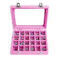 Velvet Jewelry Box 24 Grid Jewelry Earrings Display Organiser Box Ring Tray Holder Earrings Storage Case for Girls Wife Mom Women (Light Pink) - color: Light Pink