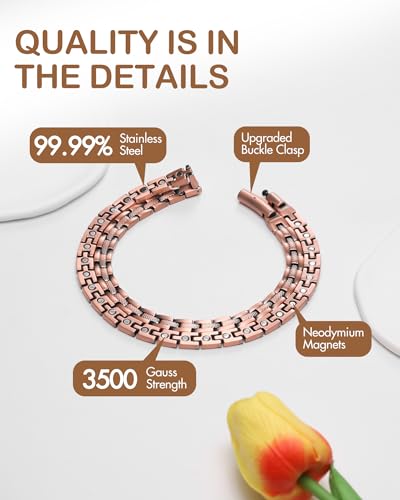 Feraco Copper Necklace for Men Women, 99.99% Pure Copper Magnetic Chains with 3500 Gauss Ultra Strength Neodymium Magnets, Adjustable Jewelry Gift with Sizing Tool - style: Vintage Matrix