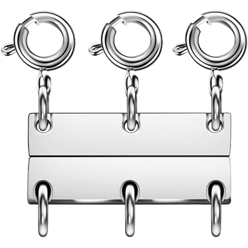 Layering Magnetic Necklace Clasps, Stainless Steel Chain Link Clasps, Multiple Necklace Clasp for Layered Look (3silvery B) - color: 3silvery B