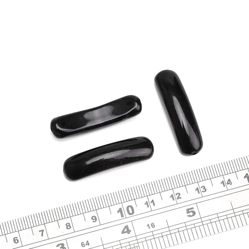 BEADIA Natural Curved Black Obsidian Stone Beads 36x10mm 4pcs for DIY Bracelet Jewelry Making - color: Black Obsidian