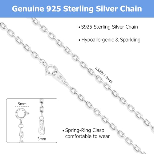Gacimy 925 Sterling Silver Chain for Women, 1mm 1.3mm 1.5mm 1.8mm Cable Chain Necklaces - size: 22 Inches, style: c.1.8mm Silver