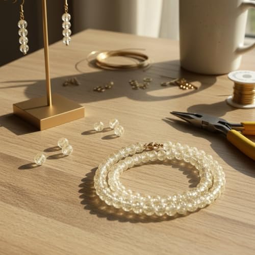 DandS ltd Crackle Lampwork Glass Beads for Jewelry Making, Beige, Vibrant DIY Bracelets, Necklaces, Earrings, Beading Supplies & Craft Kits for Handmade Jewelry, 80pcs 0.39 inch (10mm), #J268-10 - color: Beige