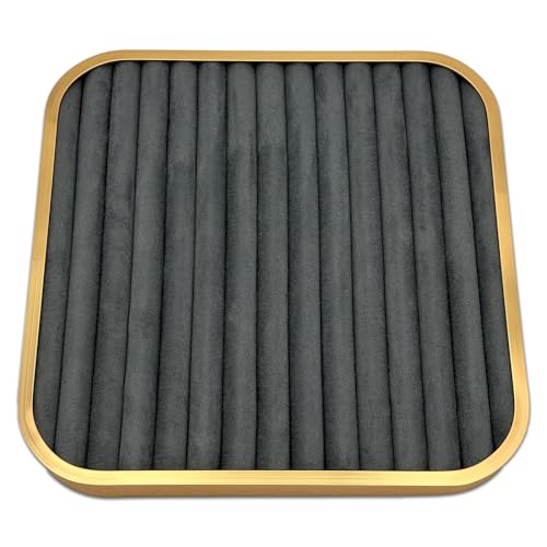 TheDisplayGuys - Aluminum Jewelry Organizer Display Tray - Faux Suede Insert - 14 Ring Holder Rows - Gold/Grey - color: Grey Suede, size: Jewelry Rows - 14, style: Aluminum - Gold
