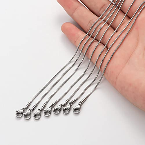 12 Pack Necklace Chains 24 Inches Stainless Steel Snake Chain Necklace with Lobster Clasps for DIY Jewelry Making, 1.2 mm - size: 24 Inches