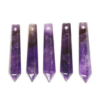 50mm Natural Amethyst Hexagonal Wand Jewelry Making Crystal Pointed Chakra Reiki Healing Beads 2mm Hole Drilled(Pack of 5) - color: Amethyst