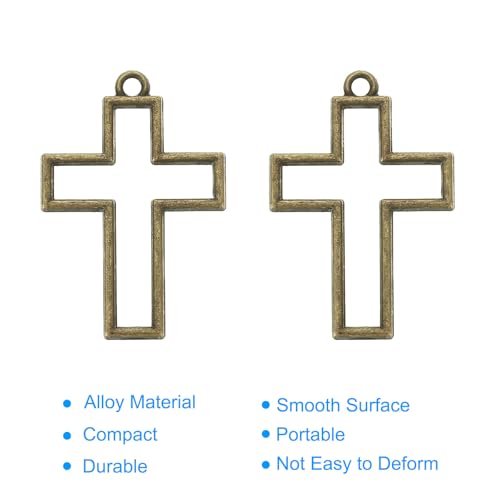 PATIKIL Alloy Open Back Bezel Pendants, Cross Shape Hollow Resin Pendant Frame for DIY Crafts Earrings Necklace Bracelet Making - color: Bronze