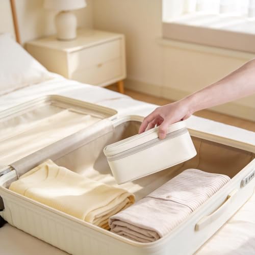 Mkono Travel Jewelry Case, Leather Travel Jewelry Organizer with 40 PVC Bags for Necklaces, Earrings, Rings, Bracelets Jewelry Box Storage Ideal for Trips & Gifts