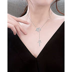 Long Necklace Sterling Silver Larait Bar Y Lariat Long Chain Drop Adjustable Necklace Gift for Her, 30" - style: Long Eye of Horus Necklace