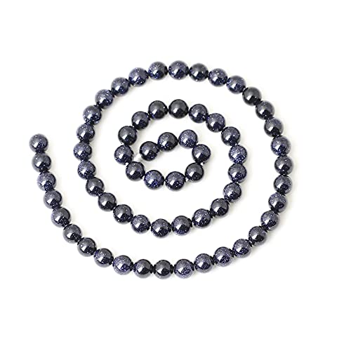 60PCS 6mm Natural Blue Sandstone Gemstone Round Loose Beads Stone Beads for Jewelry Making DIY Findings 1 Strand 15" - color: Blue Sand Stone, size: 6mm