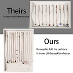 Pangkeep 14 Hooks Necklace Holder Organizer Tray,Beige Velvet Necklace Storage Jewelry Displays for Selling.
