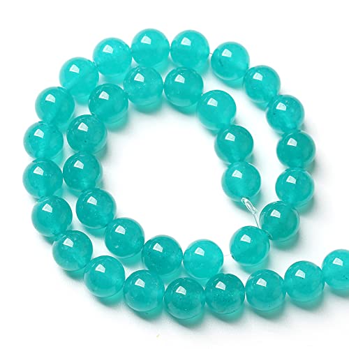10MM 36PCS Natural Blue Amazonite Chalcedony Stone Crystal Loose Beads for Jewelry Making DIY Bracelet Necklace - color: Amazonite Chalcedony, size: 10mm