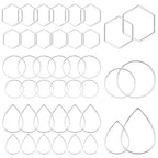 60pcs Hoop Earrings for Jewelry Making,Earring Finding Hoop Hypoallergenic Teardrop Hexagon Round Earrings Hoops Open Bezel Pendant Frame for DIY Earring Making Supplies(Silver,3Shapes) - color: 60PCS;Teardrop,Hexagon,Round;Silver
