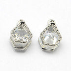 Beadthoven 100pcs Cubic Zirconia Alloy Charms Platinum Lamp Shaped Crystal CZ Stone Pendants for DIY Jewelry Making Choker Necklace Tiny Dangle Earrings Accessories - color: Platinum-Lamp Shap