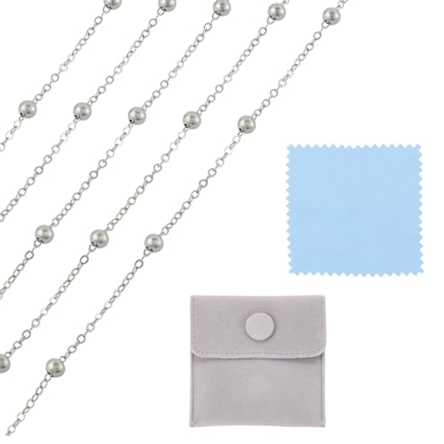 Elecrelive 3.28Ft 925 Sterling Silver Satellite Chains 1.2mm Fine Cable Chains Permanent Jewelry for Women Men Minimalist Necklace Bracelet Making - color: Silver, 1.2mm