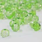 100Pcs 10mm Crackle Glass Beads for Jewelry Making - Round Spacer Crystal Beads Bulk, DIY Craft Supplies for Necklace Bracelet Earrings (Leaf Green Transparent) - color: Leaf Green Transparent